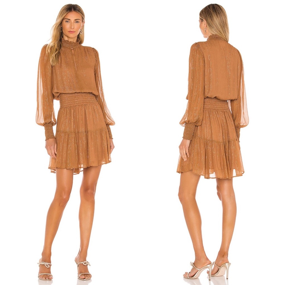 NWT A.L.C. Silvie Silk Mini Dress in Butterscotch Sz 6